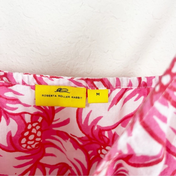 Roberta Roller Rabbit Pink Floral Mini 100% Cotton Dress Size Medium - Picture 3 of 6